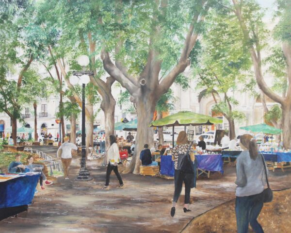 painting of the oldest plaza in Montevideo
