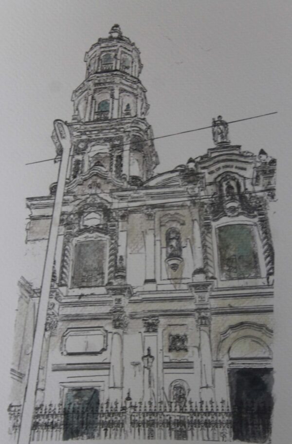 highly detailed painting demonstrating the intricacies of architecture in Buenos Aires