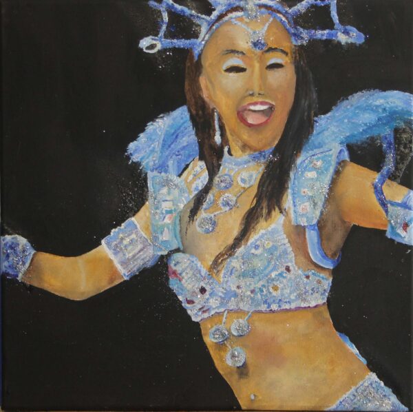 exotic carnival dancer in blue